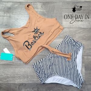 IFFEI High Waist Crop Besties Bikini Swimsuit Size L